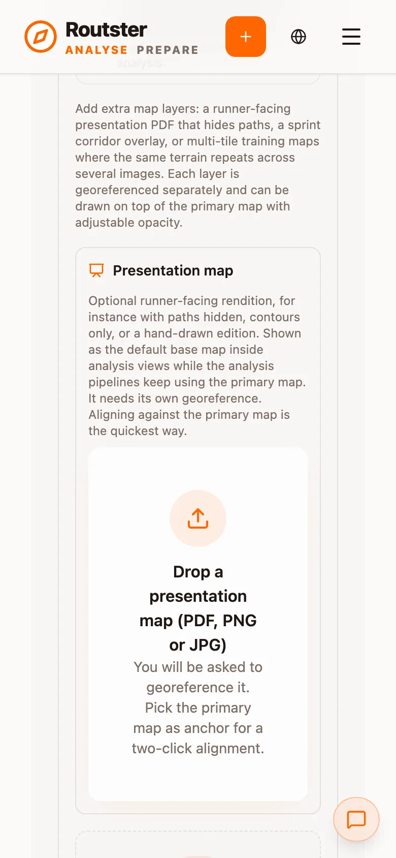 The presentation map drop zone under Advanced map settings