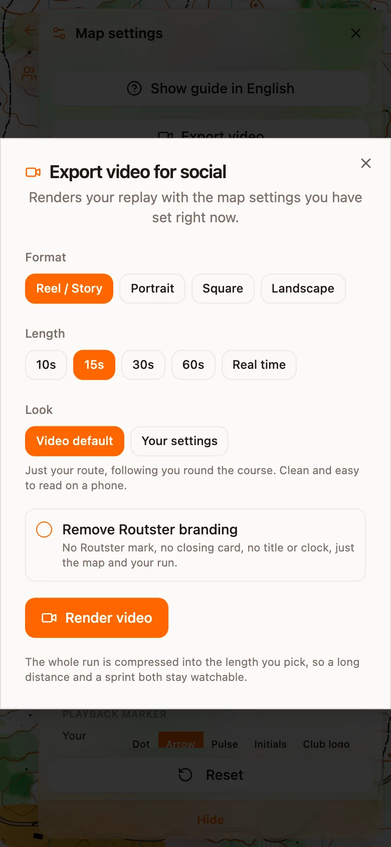 The Export video for social dialog with format, length and look
