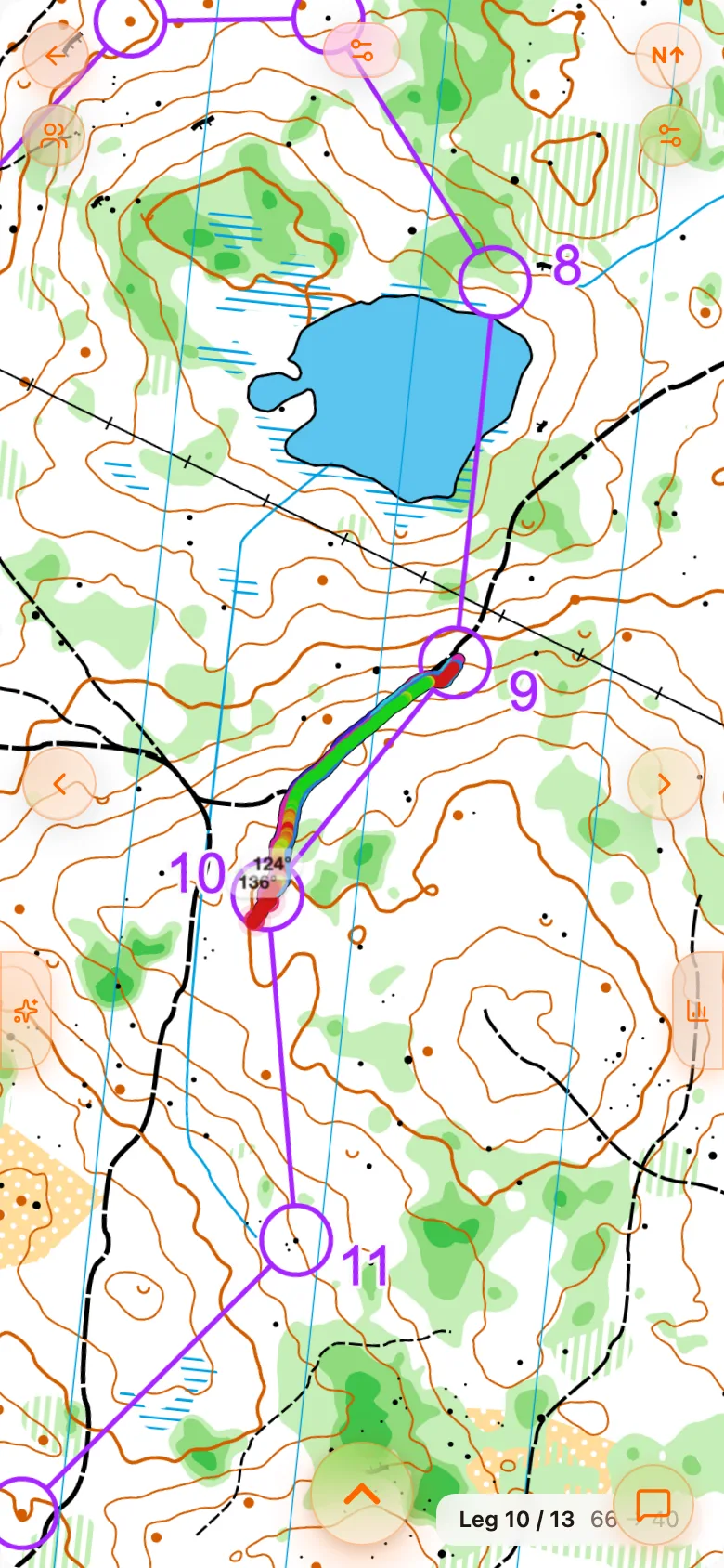 Leg 10 of the course, turned so the runner goes up the screen