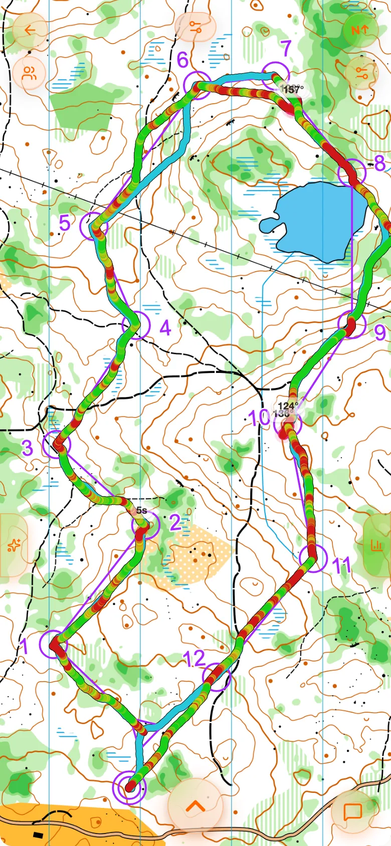 Two other runners' tracks drawn on the map beside the runner's own