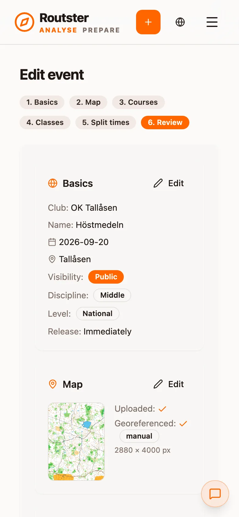 Step 6, Review: the basics and the map with upload and georeference ticks