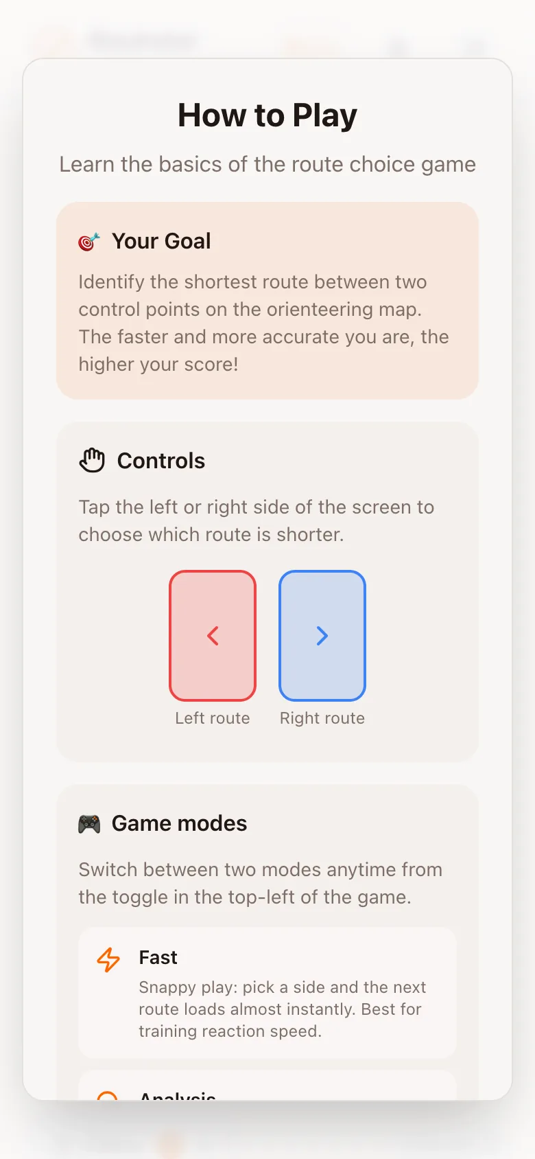 The How to Play card with Your Goal and Controls